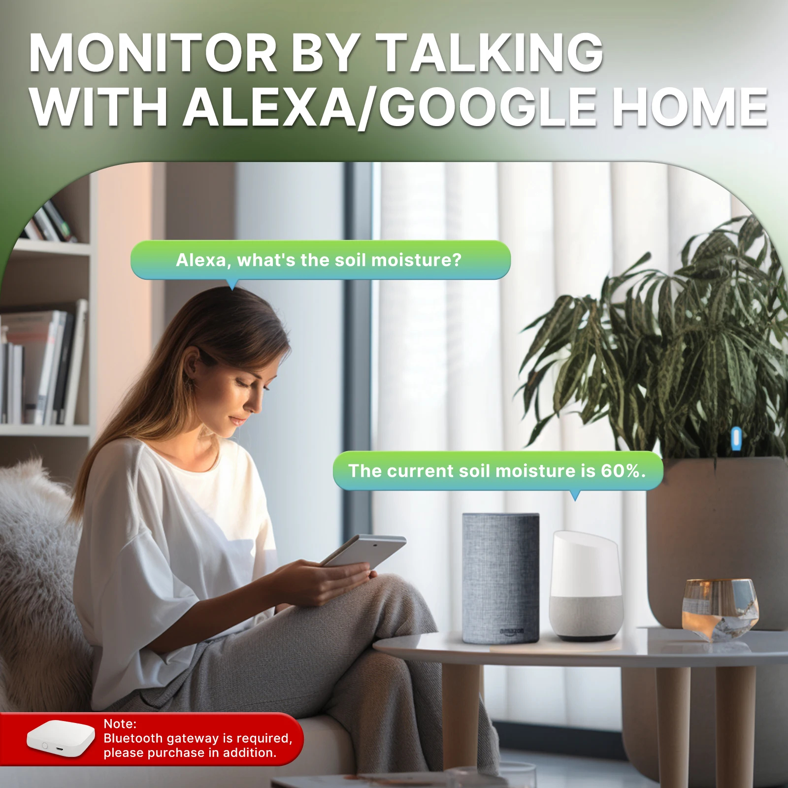 Tuya เครื่องวัดความชื้นในดินในสวน มีเซ็นเซอร์ความชื้นและอุณหภูมิสำหรับพืช