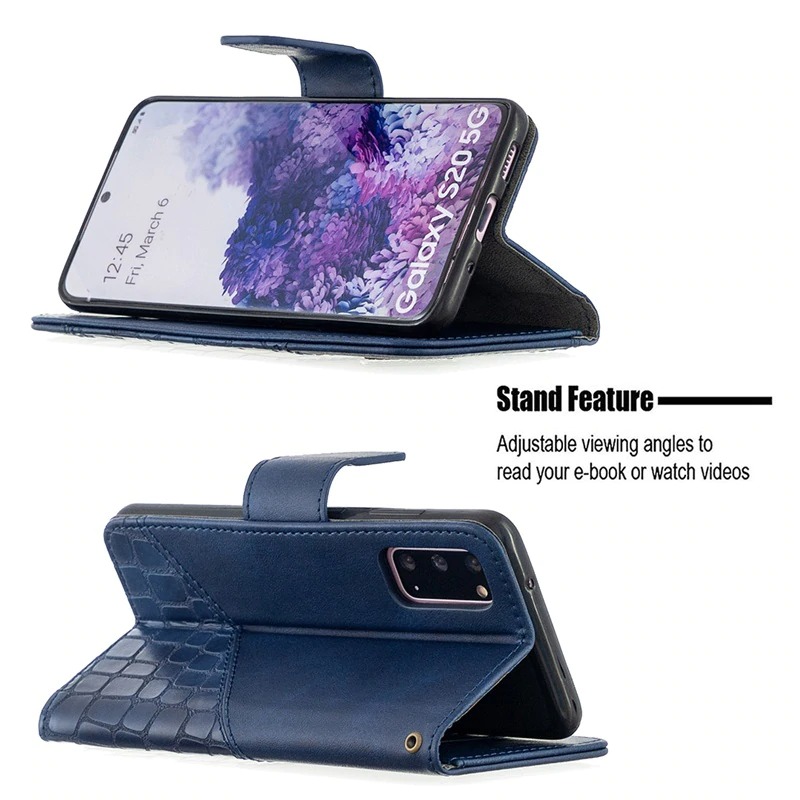 เคส Samsung Galaxy A51 #เคสฝาพับหนัง PU ลายนูนมีช่องเสียบบัตร Luxury Crocodile Texture Wallet Emboss Leather Stand Phone Case