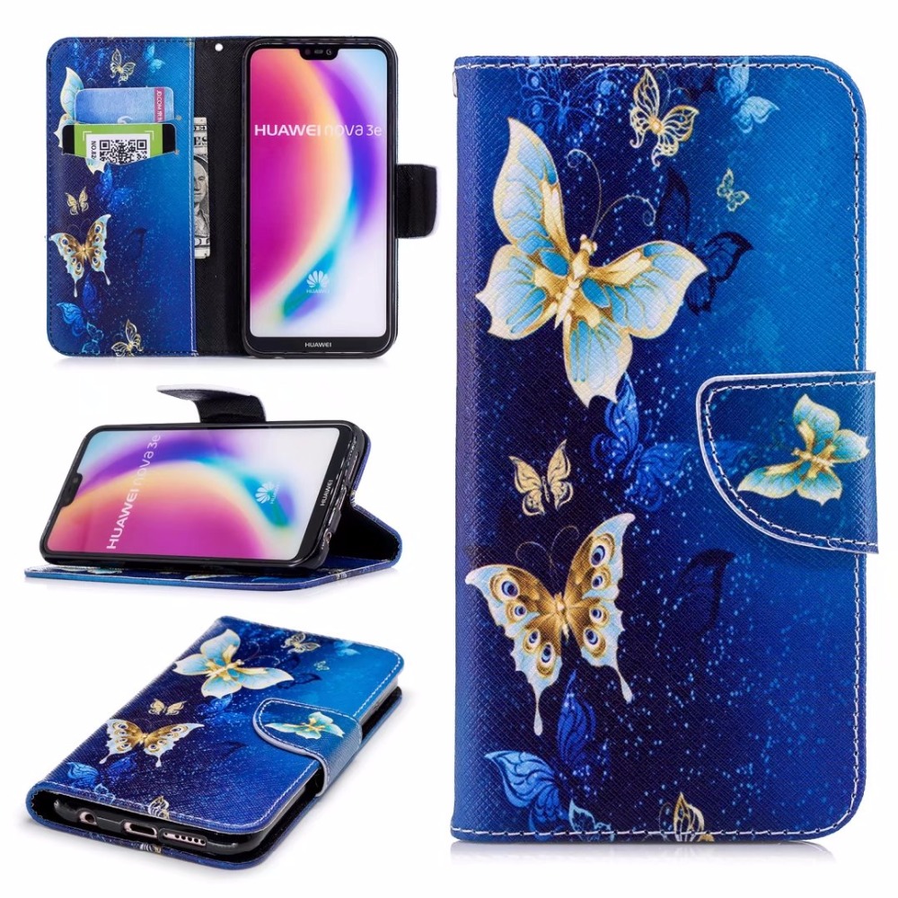 Case Huawei P20 Lite/Nova 3e #เคสฝาพับสไตล์กระเป๋าสตางค์พิมพ์ลายสวยๆ Pattern Printing Magnetic Leather