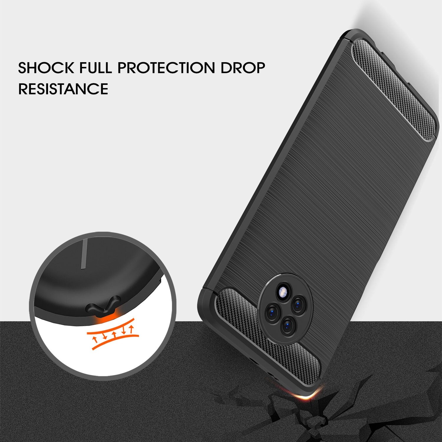 เคส Redmi Note 9T 5G #เคสคาร์บอนไฟเบอร์ ผิวขัดแปรง Brushered TPU Back Case