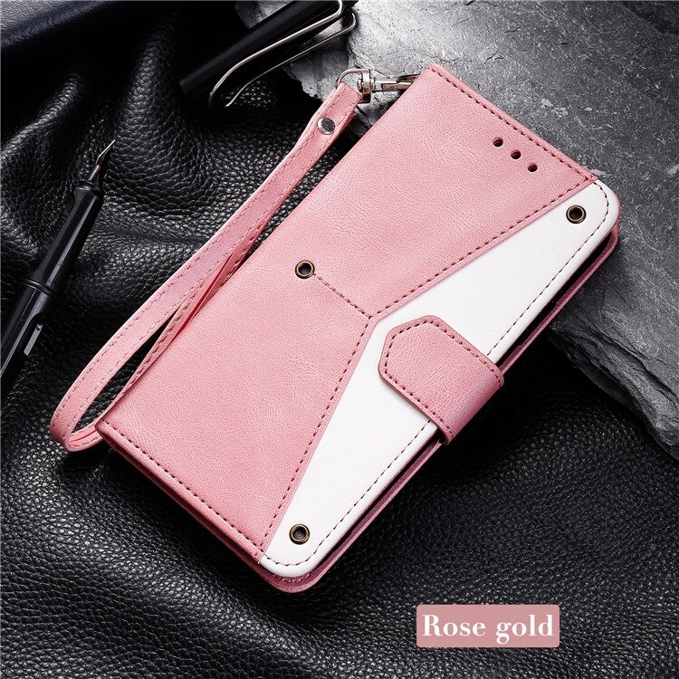 เคส Samsung Galaxy A22#เคสฝาพับหนัง PU Splicing Stitching Stand Skin-touch Leather