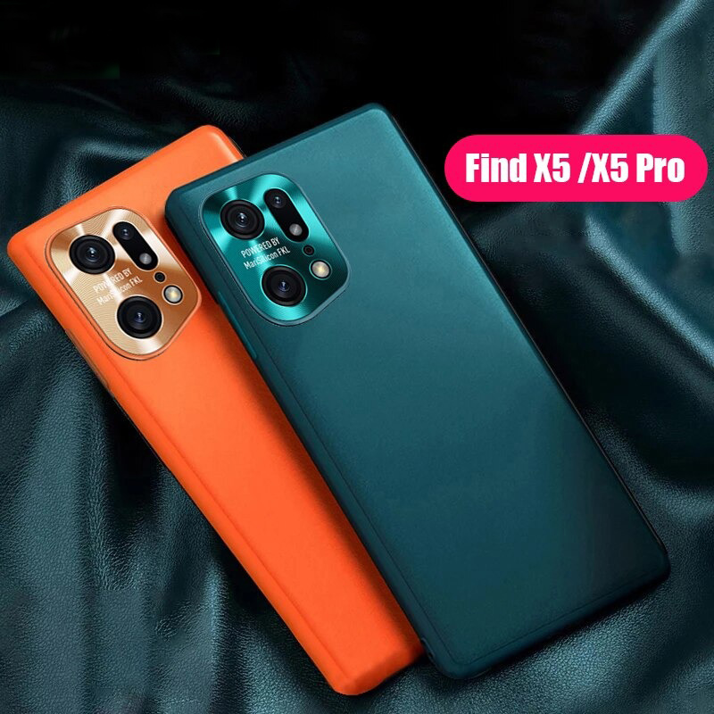 เคส OPPO Find X5 Pro 5G #เคสแบบฝาหลัง TPU เคลือบหนัง PU มีกันเลนส์กล้อง Leather Cases Soft Matte Shockproof Protect Camera Back Cover