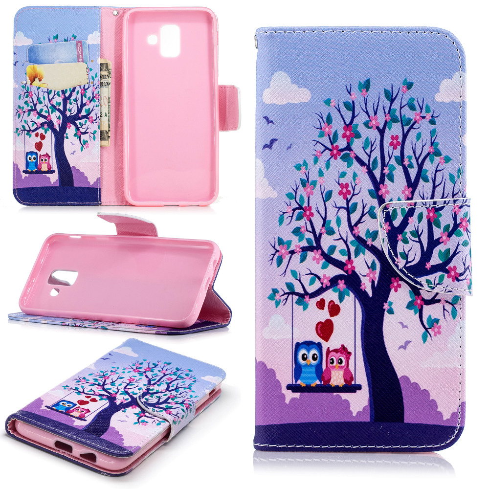 เคส Samsung Galaxy A6 (2018) #เคสฝาพับสไตล์กระเป๋าสตางค์พิมพ์ลายสวยๆ Pattern Printing Magnetic Leather