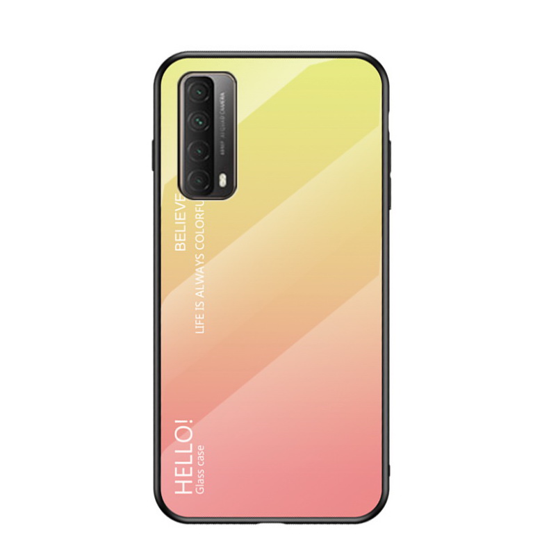 เคส Huawei Y7a #เคสฝาหลัง Gradient Color Glass + PC + TPU Hybrid Case