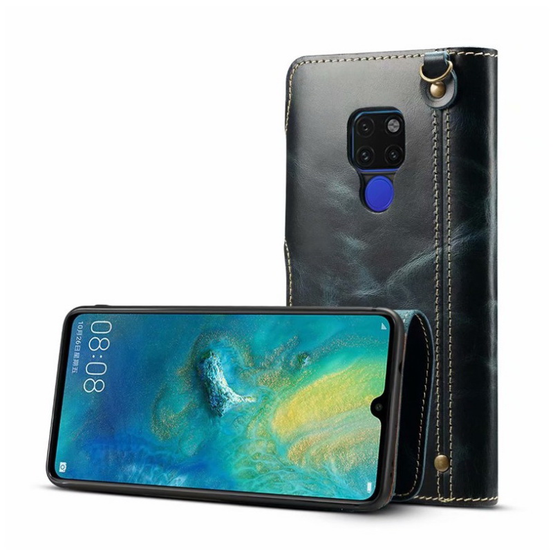 เคส Huawei Mate 20#เคสฝาพับหนังแท้พร้อมสายคล้อง Genuine Wallet Leather Phone Cover with Lanyard