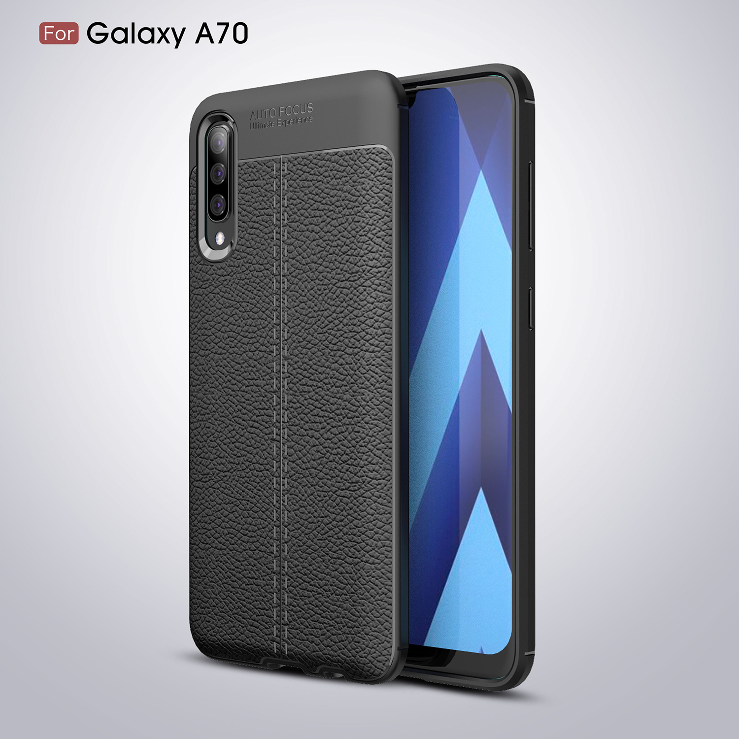 เคส Samsung Galaxy A70 #เคสฝาหลัง TPU นิ่มลายหนัง PU ผิวลิ้นจี่ช่วยป้องกันลายนิ้วมือและกันลื่น