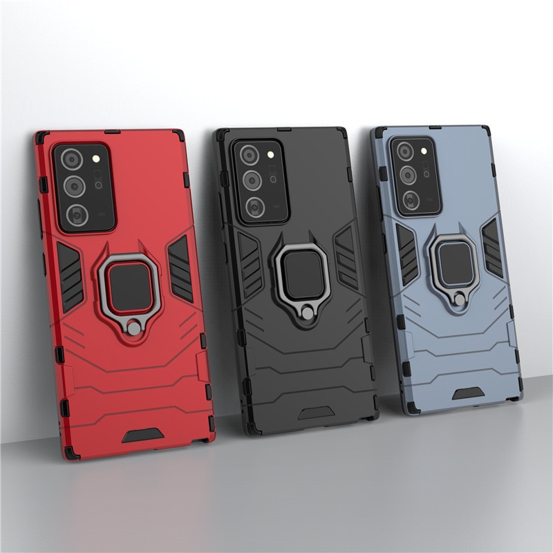 Case Samsung Galaxy Note 20 #เคสฝาหลังพลาสติกแข็ง +TPU Hybrid Case มีแหวนสวมนิ้วโลหะ