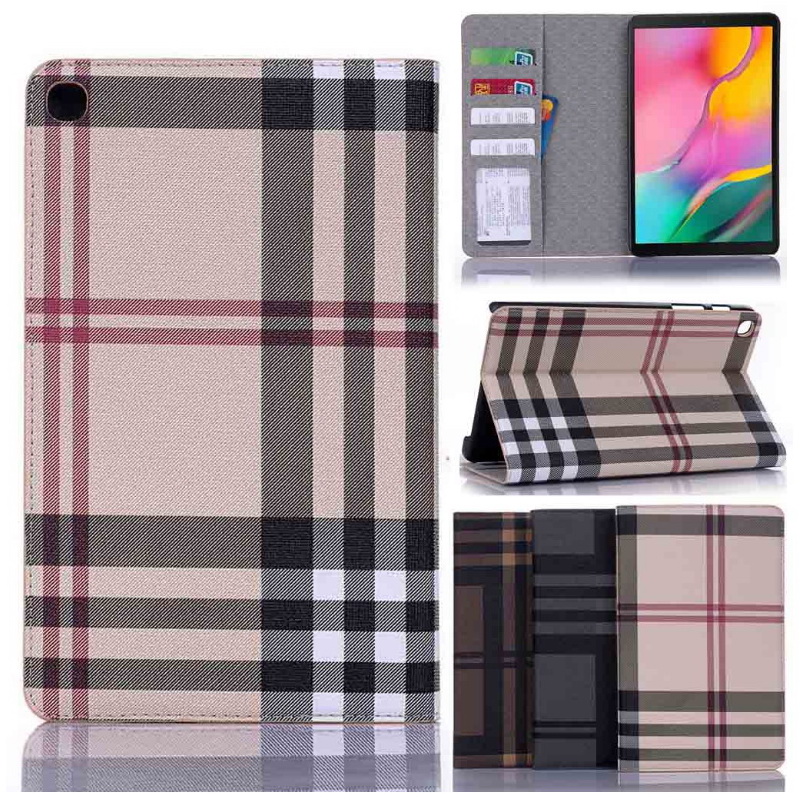 Case Samsung Galaxy Tab A 8.0 (2019) SM-P200 P205 #เคสฝาพับกระเป๋าสตางค์หนัง PU รูปแบบลายสก็อต