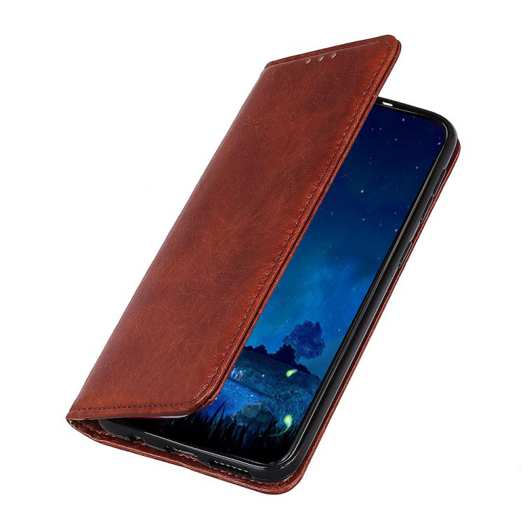 เคส Samsung Galaxy A42 5G #เคสฝาพับหนัง PU ผิวหนังม้า Auto-absorbed Crazy Horse PU Leather Stand Cover