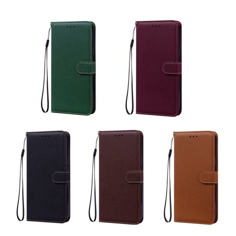 เคส Samsung Galaxy S23 Ultra 5G #เคสฝาพับหนัง PUด้าน ลายผิวลิ้นจี่พร้อมช่องใส่บัตรแบบกระเป๋าสตางค์