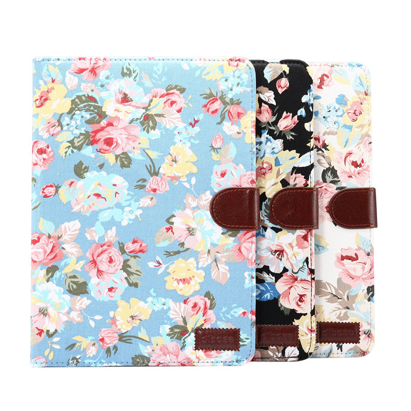 เคส Samsung Galaxy Tab S4 10.5 นิ้ว T830 #เคสฝาพับแบบกระเป๋าสตางค์หนัง PU ผิวผ้าลายดอกไม้ Flower Cloth Skin PU Leather