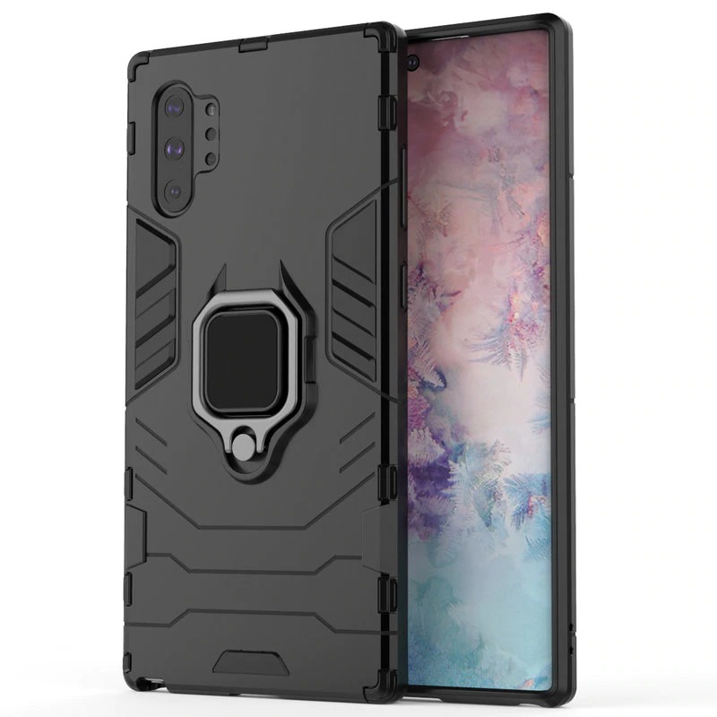 Case Samsung Galaxy Note 10+ #เคสฝาหลังพลาสติกแข็ง +TPU Hybrid Case มีแหวนสวมนิ้วโลหะ