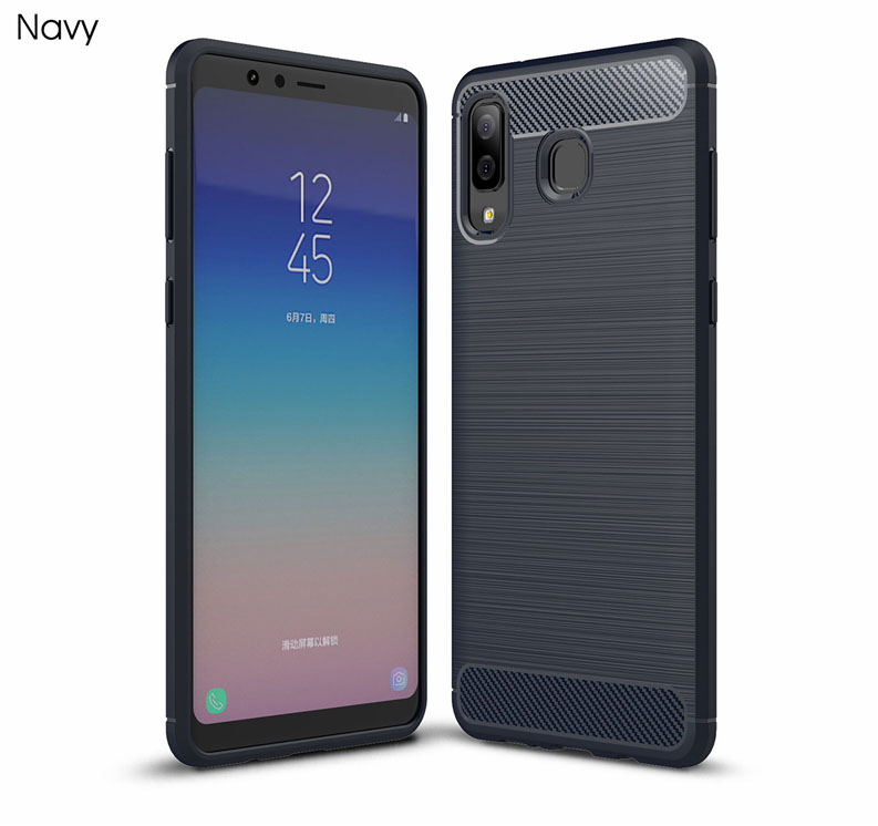 Case Samsung Galaxy A8 Star #เคสฝาหลัง TPU นิ่มคาร์บอนไฟเบอร์ผิวแบบขัดแปรง