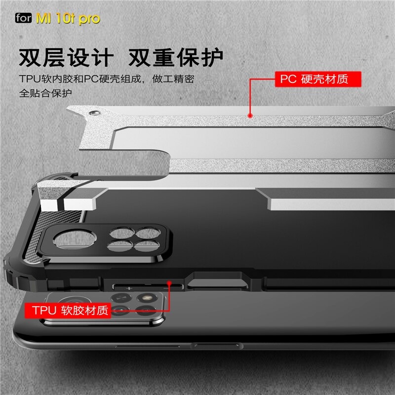 Case Xiaomi Mi 10T Pro #เคสฝาหลังเกราะป้องกัน ไฮบริด พลาสติก+TPU Heavy Duty Rugged Hybrid
