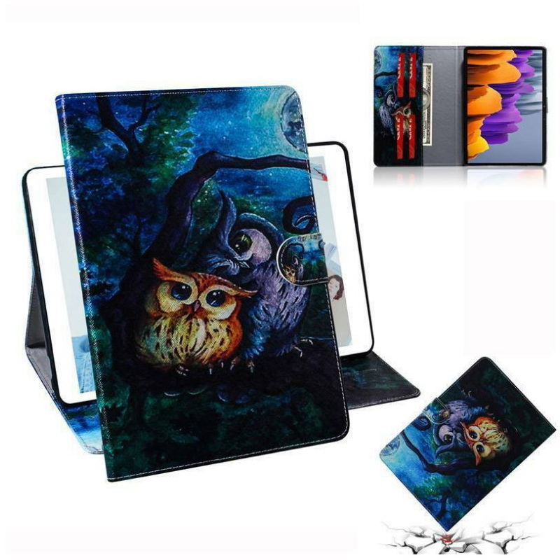 เคส Samsung Galaxy Tab S7 SM-T870 SM-T875 #เคสแบบฝาพับพิมพ์ลายหนัง PU + TPU สไตล์กระเป๋าสตางค์