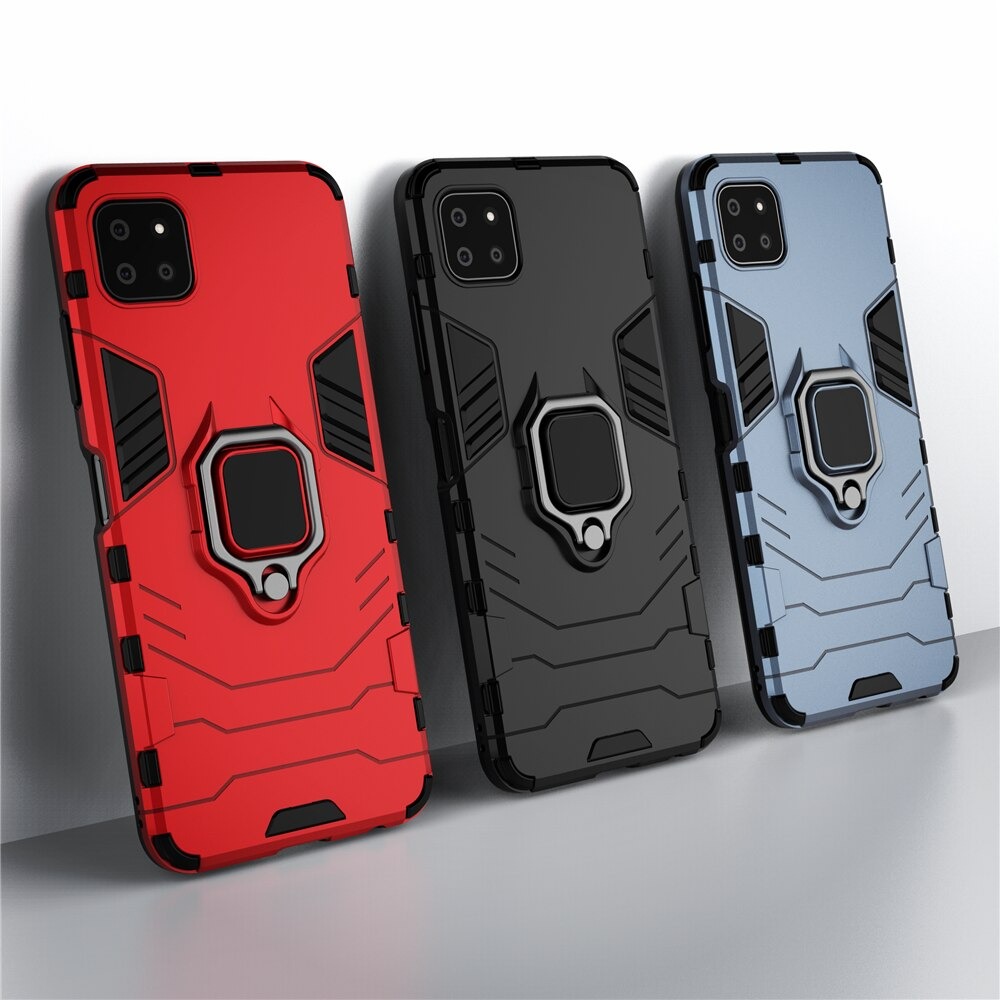 Case Samsung Galaxy A22 5G #เคสฝาหลังพลาสติกแข็ง +TPU Hybrid Case มีแหวนสวมนิ้วโลหะ