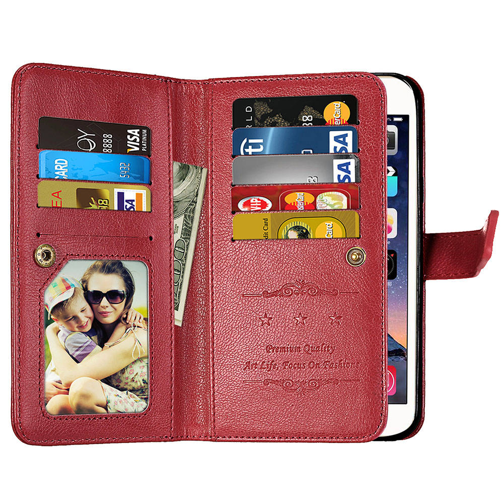 เคส Samsung Galaxy C9 Pro #เคสฝาพับผิวหนังม้าแบบกระเป๋าสตางค์ PU Folio มีช่องใส่บัตรถึง 9 ช่อง