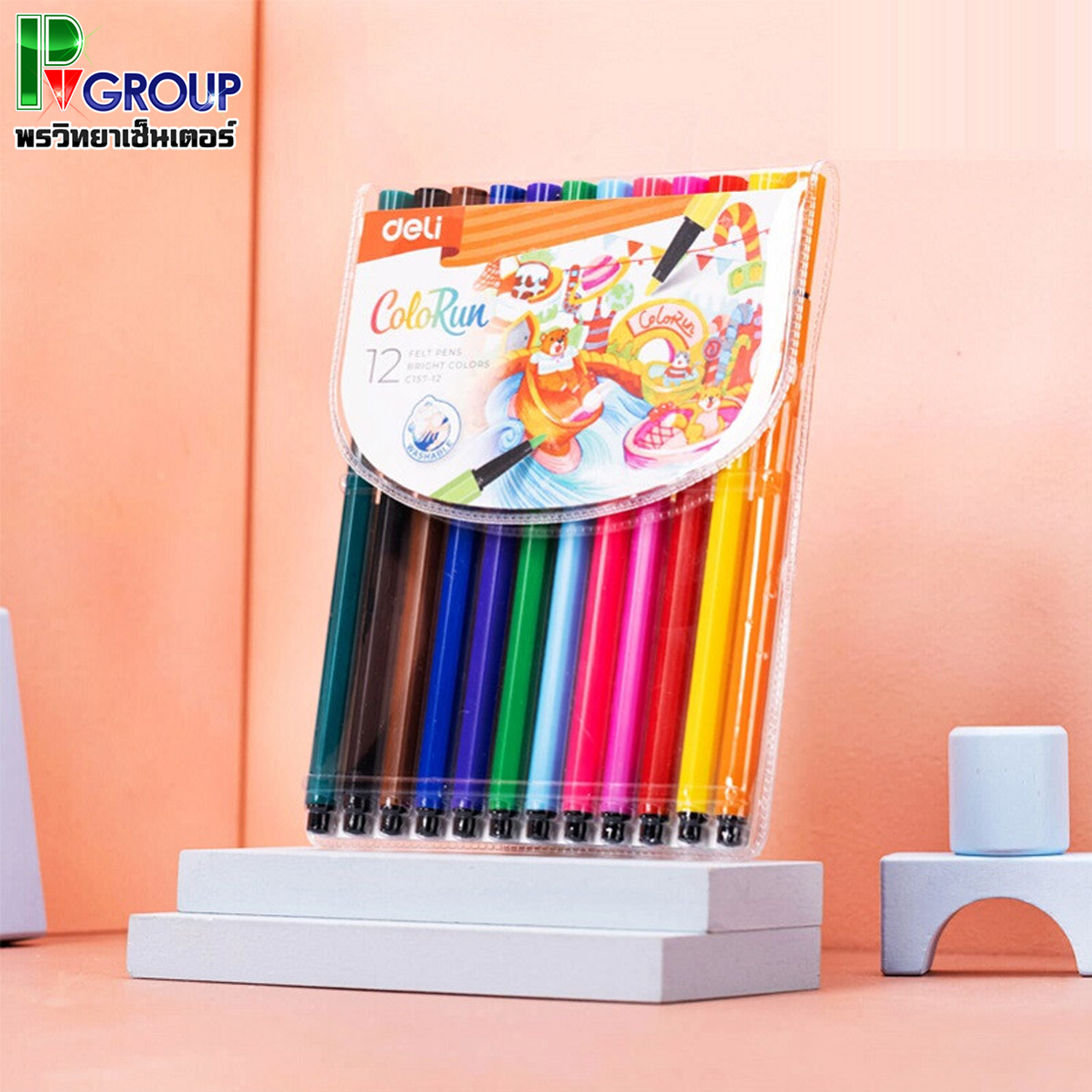 ชุดปากกาเมจิก Deli Felt Pen 12สี