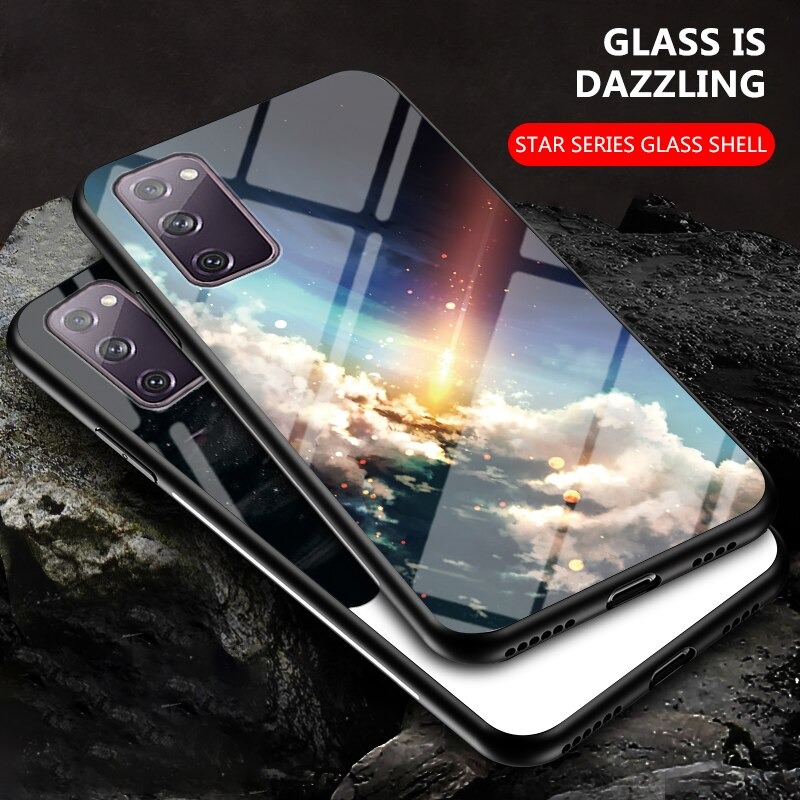 เคส Samsung Galaxy Note 20 / Note 20 5G #เคสฝาหลัง Gradient Color Glass + PC + TPU Hybrid Case
