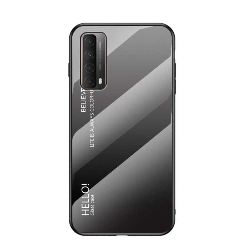 เคส Huawei Y7a #เคสฝาหลัง Gradient Color Glass + PC + TPU Hybrid Case