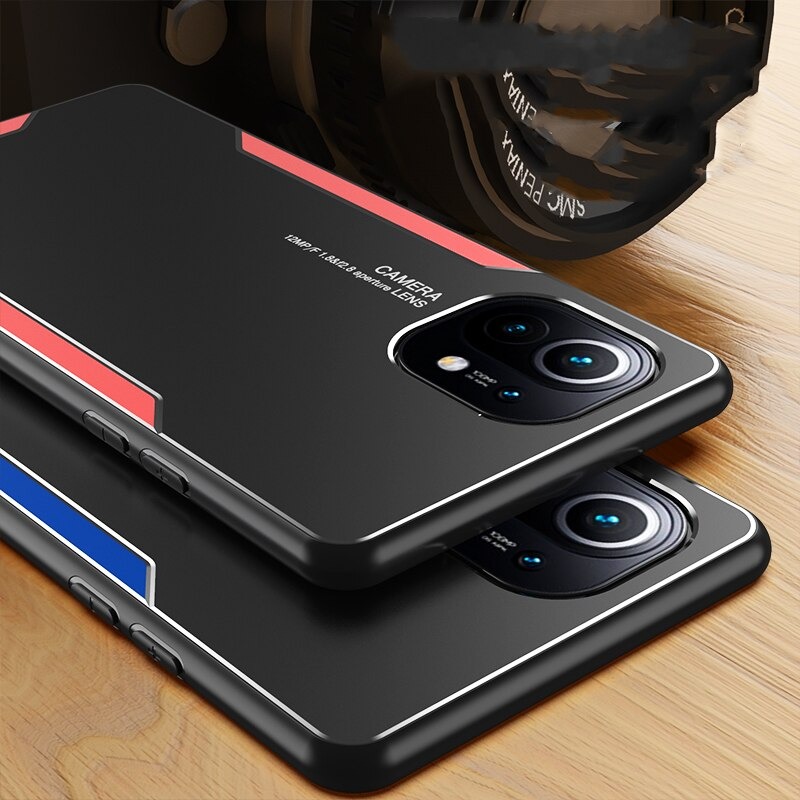 เคส Xiaomi Mi 11 #เคสฝาหลังไฮบริด Metal +TPU Shockproof metal back plate Phone Back Cover