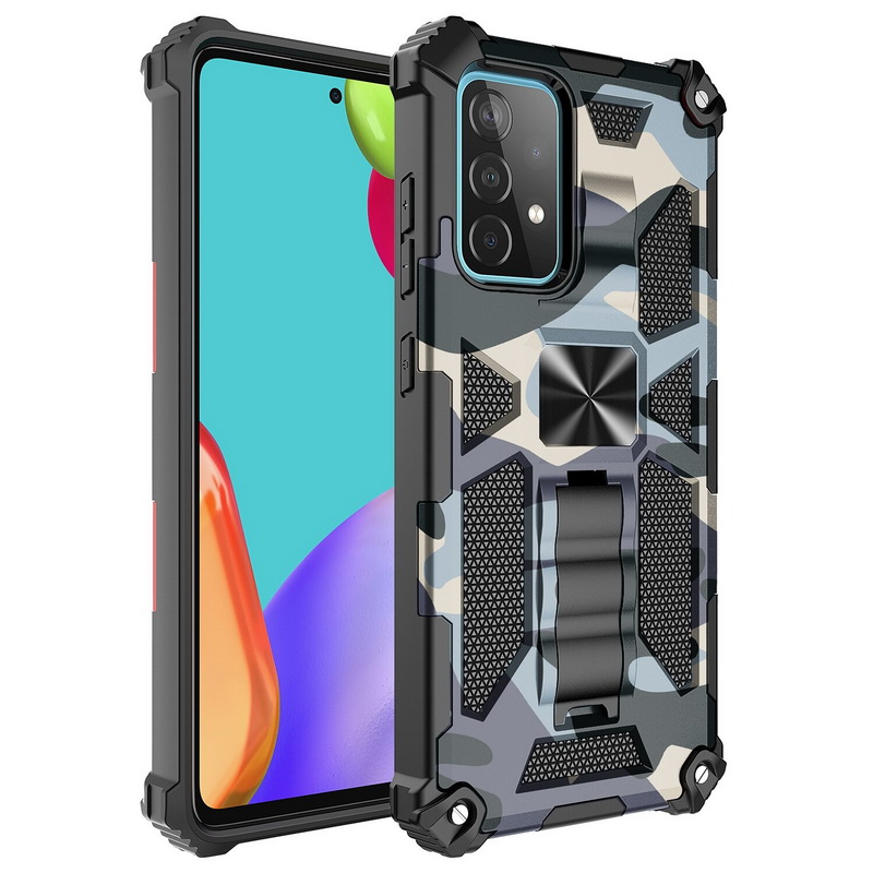 เคส Samsung Galaxy A51 (4G) #เคสแบบฝาหลัง ไฮบริด PC TPU + Kickstand ลายพราง Camouflage Design