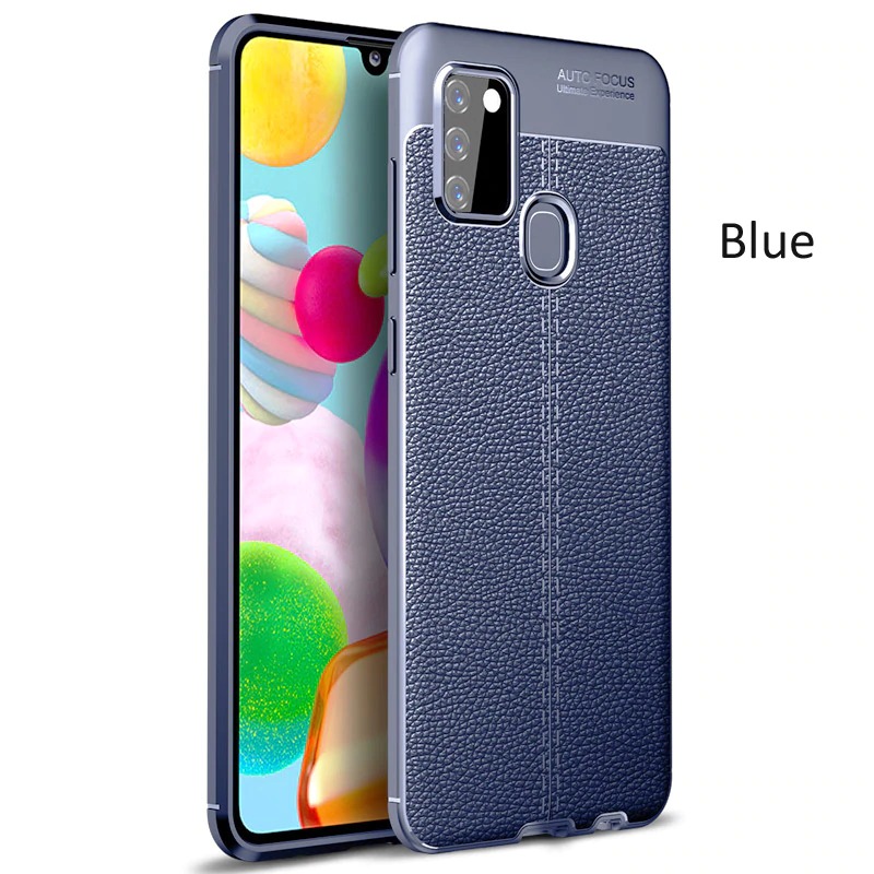 เคส Samsung Galaxy A21s #เคสฝาหลัง TPU ผิวลิ้นจี่ช่วยป้องกันลายนิ้วมือและกันลื่นได้ดี