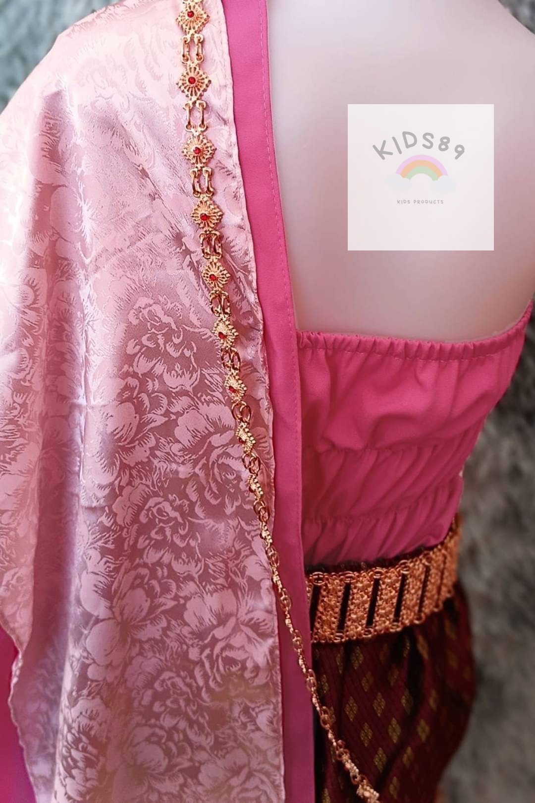 ชุดไทยเด็กหญิง สไบ2ชั้นทูโทนกับผ้าถุง