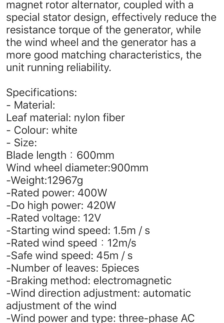 ชุดผลิตไฟฟ้า 12/24 โวลต์ กังหันลม wind energyb100-300W vertical axis
