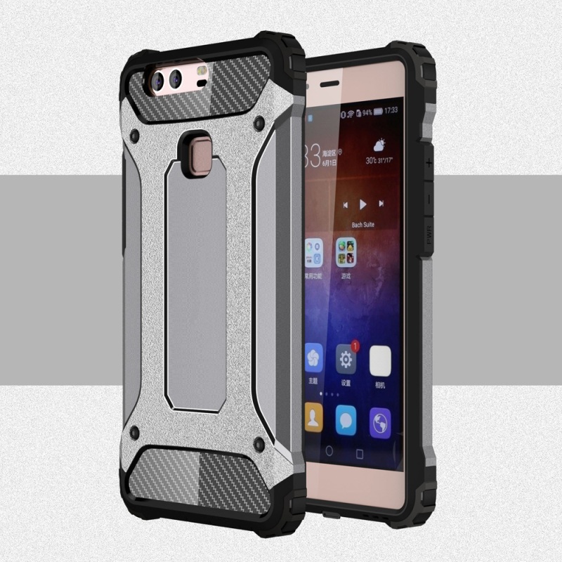 เคส Huawei P9 Plus #เคสฝาหลังกันกระแทก Armor Case Plastic + TPU - สีเทา / สินค้าพร้อมส่ง