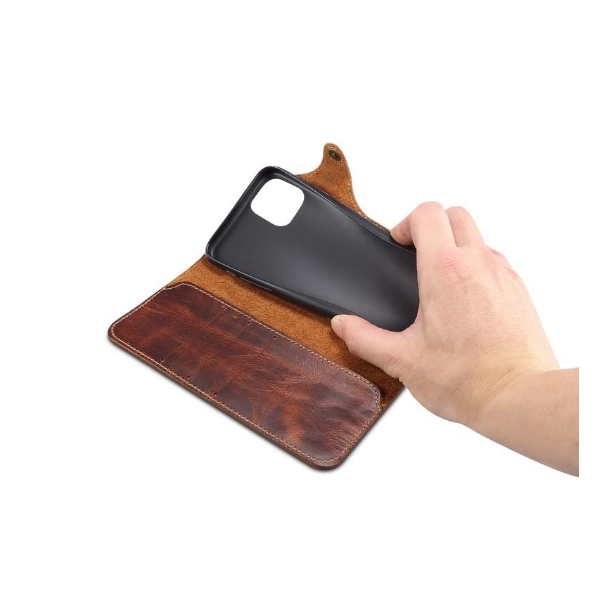 Case iphone 15 pro max#เคสฝาพับหนังแท้พร้อมสายคล้อง Genuine Wallet Leather Phone Cover with Lanyard
