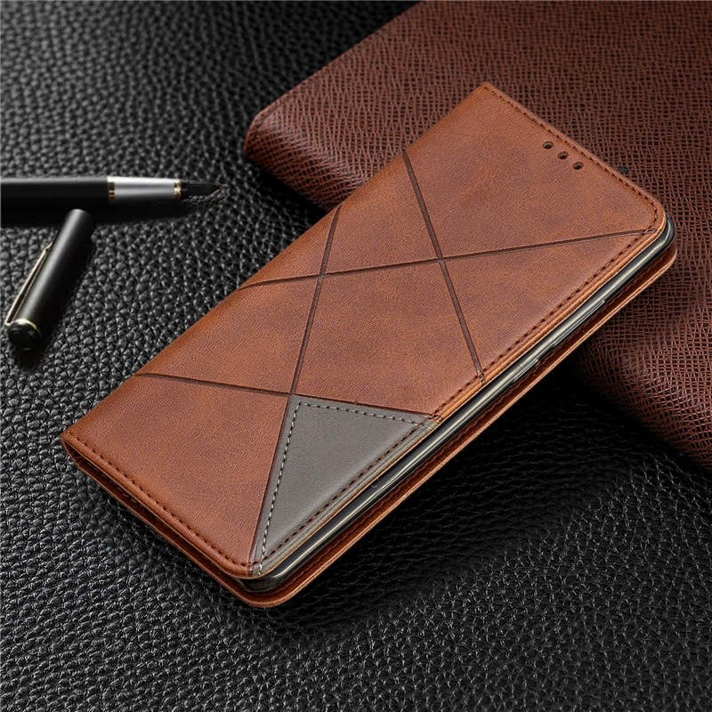 เคส Samsung Galaxy S21 #เคสฝาพับหนัง PU มีช่องเสียบ ID บัตรอื่นๆในตัว Geometric Pattern Leather Card Holder Protective (สินค้าตัวอย่างสินค้าจริงตรงตามรุ่น)