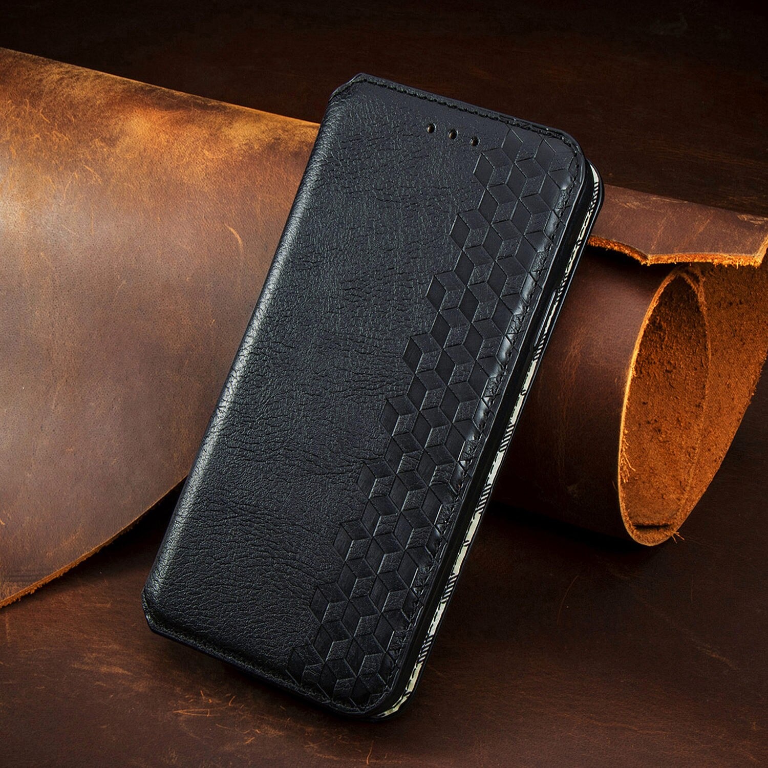 เคส Samsung Galaxy A42 5G #เคสฝาพับแบบกระเป๋าสตางค์ Magnetic Flip Wallet Bracket Leather Lattice TPU Phone Case