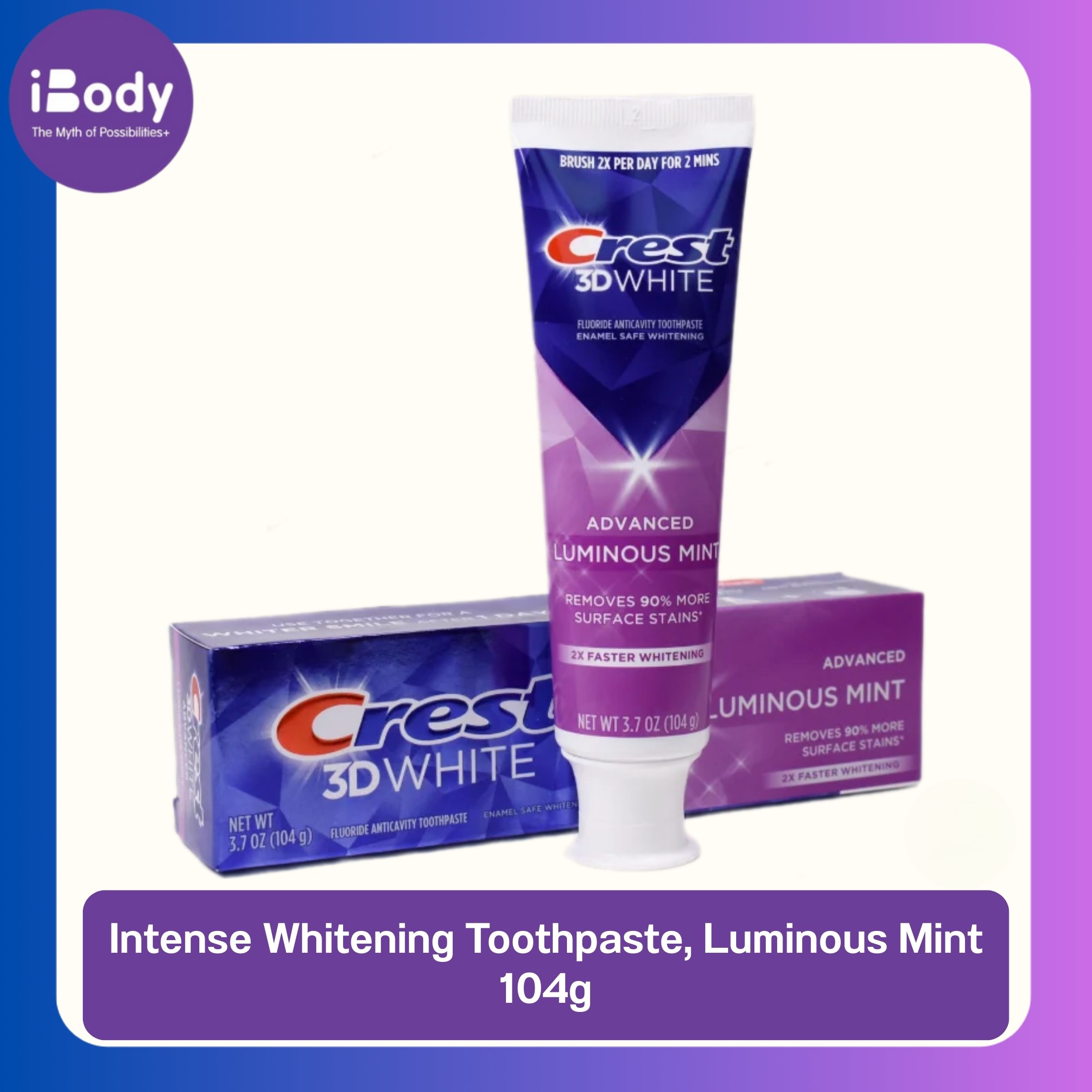 Crest® 3D White™ Intense Whitening Toothpaste, Luminous Mint 104g ยาสีฟันเครสท์ ฟันขาว
