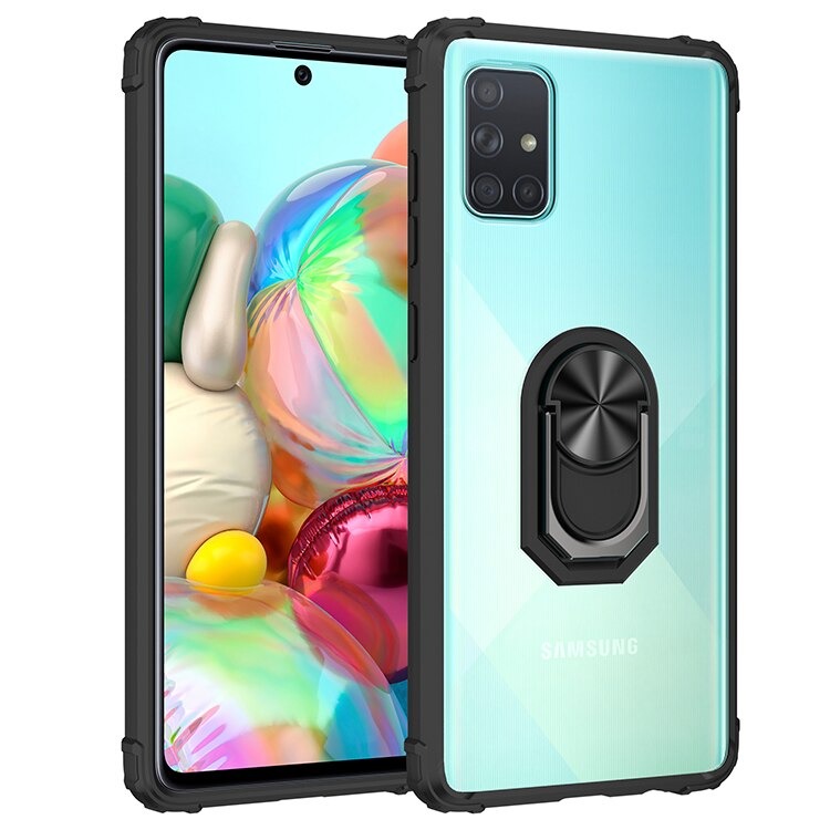 Case Samsung Galaxy Note 10 lite #เคสฝาหลังใสขอบทึบ +TPU Hybrid Case มีแหวนสวมนิ้วโลหะ