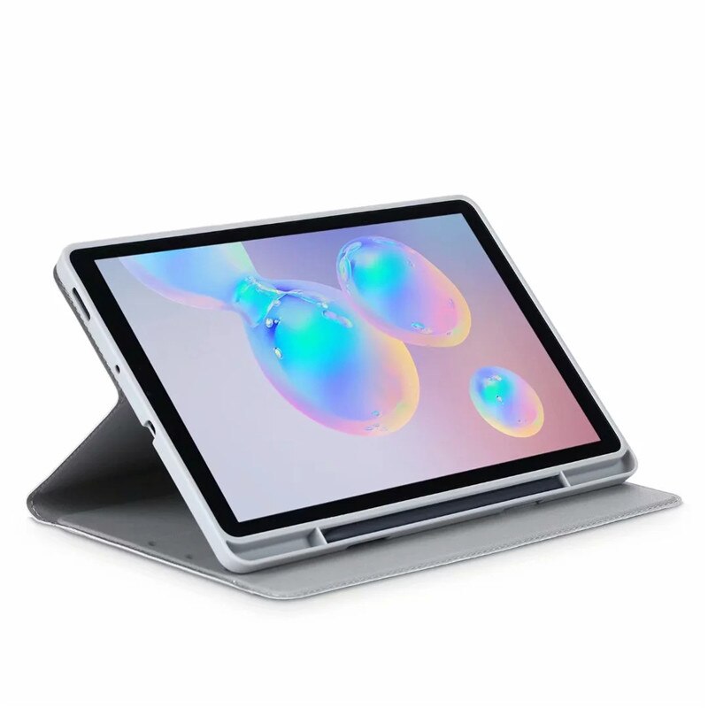 Case Samsung Galaxy Tab S6 Lite 10.4 SM-P610 P615 P617 #เคสฝาพับหนัง PU ลายผิวผ้ามีช่องใส่ปากกา with Pencil Holder Stand Business Card Slot Cover