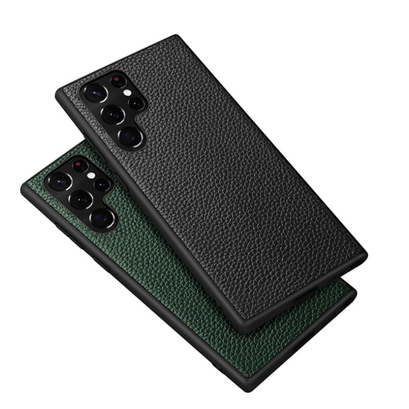เคส Samsung Galaxy S22 Ultra 5G #เคสฝาหลังหนังแท้ผิวลิ้นจี่ Luxury genuine leather case