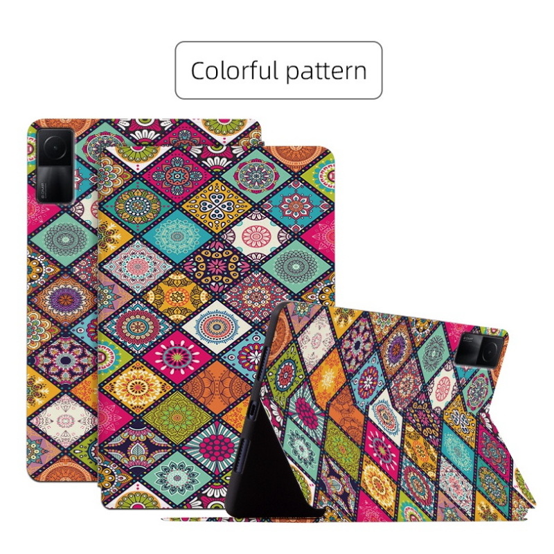 เคสแท็บเล็ต Redmi Pad 10.61" 2022 #เคสฝาพับหนัง PU ลายดอกไม้ Smart Case Color Grid Seriesr Automatic Sleep High Quality