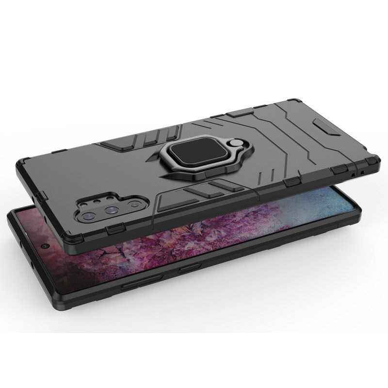 Case Samsung Galaxy Note 10+ #เคสฝาหลังพลาสติกแข็ง +TPU Hybrid Case มีแหวนสวมนิ้วโลหะ