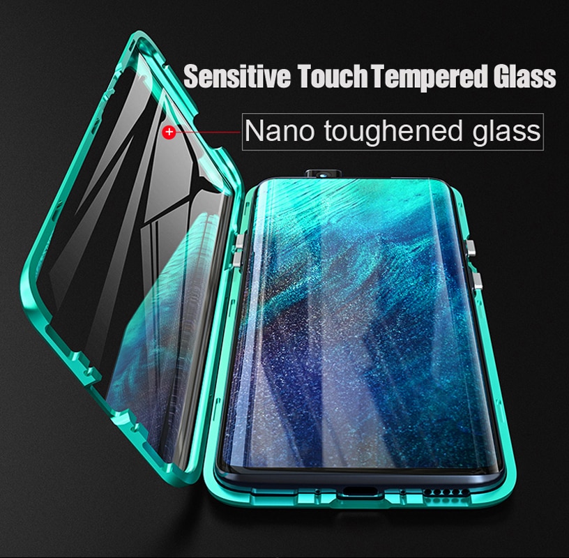 เคส Vivo Y19 #เคสฝาครอบกระจกขอบโลหะดูดซับแม่เหล็ก Fully Protection Magnetic Adsorption Glass Metal Phone Protective