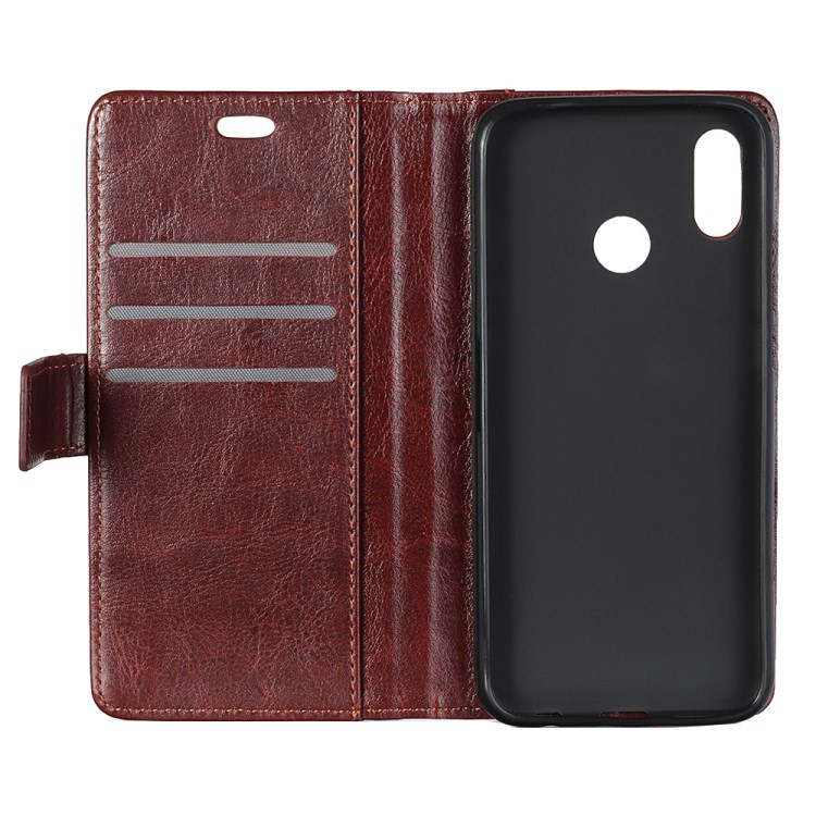 เคส Huawei P20 Lite / Nova 3e #เคสฝาพับหนัง PU ผิวหนังม้า Rivet Decor Crazy Horse Texture
