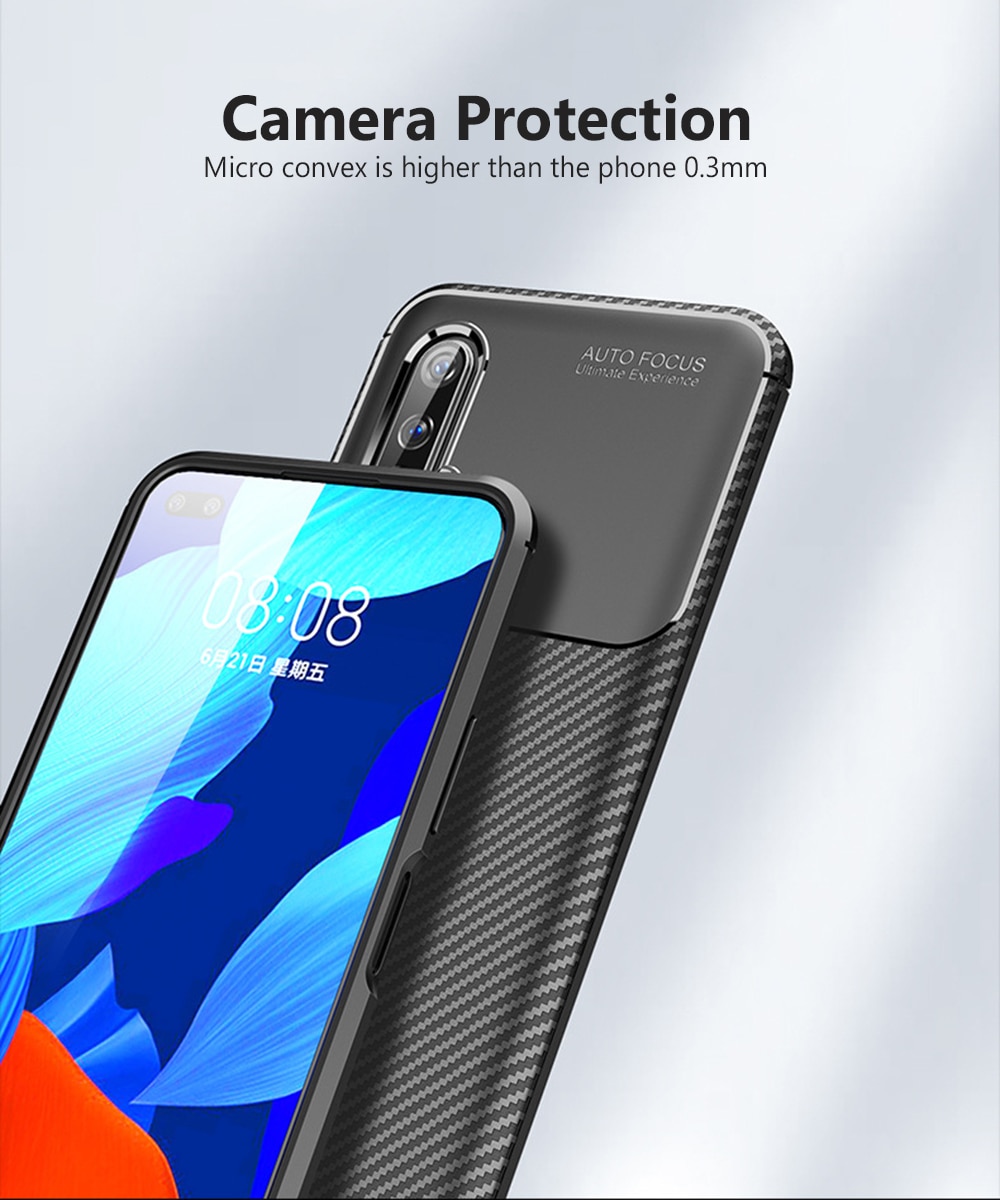 เคส Huawei Nova 6 #เคสฝาหลังนิ่ม Carbon Fiber Anti-drop TPU Protection