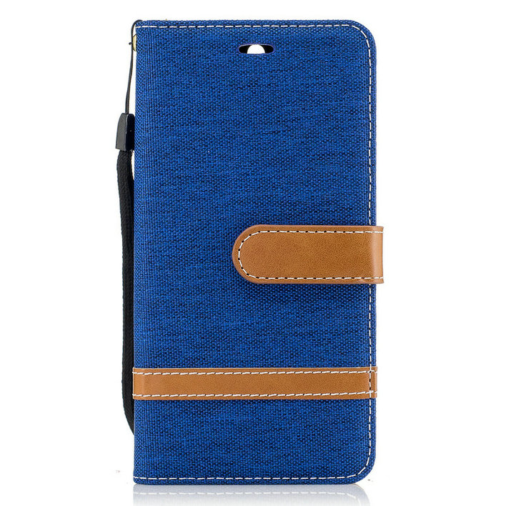 เคส Huawei Y5 2017 #เคสลายผิวผ้ายีนส์สีคมชัด Two-tone Jean Cloth PU Leather