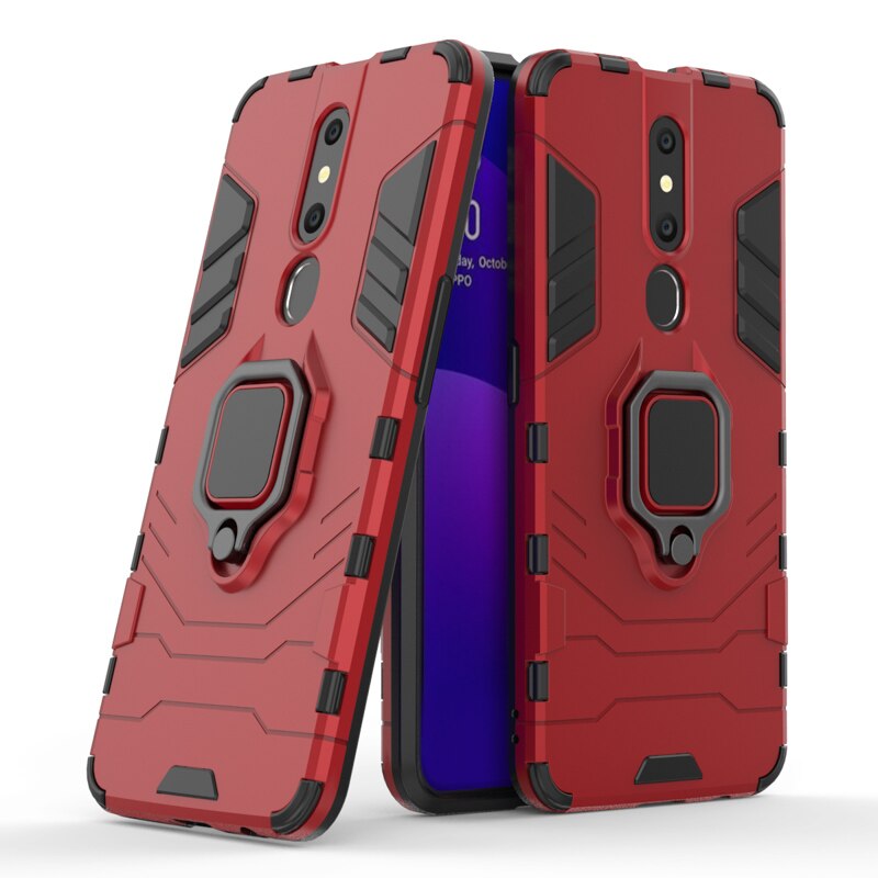 เคส OPPO F11 Pro #เคสฝาหลังพลาสติกแข็ง +TPU Hybrid Case มีแหวนสวมนิ้วโลหะ (สินค้าพร้อมส่ง)