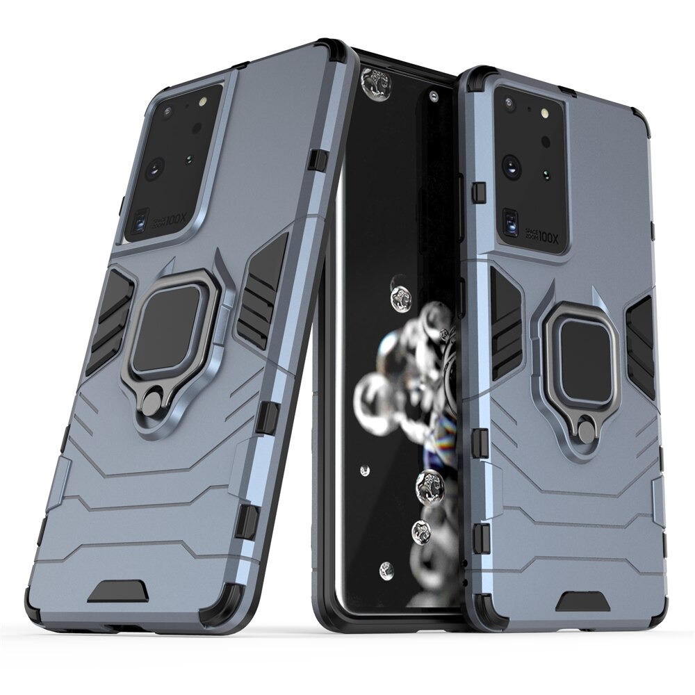 Case Samsung Galaxy S21 Ultra #เคสฝาหลังพลาสติกแข็ง +TPU Hybrid Case มีแหวนสวมนิ้วโลหะ