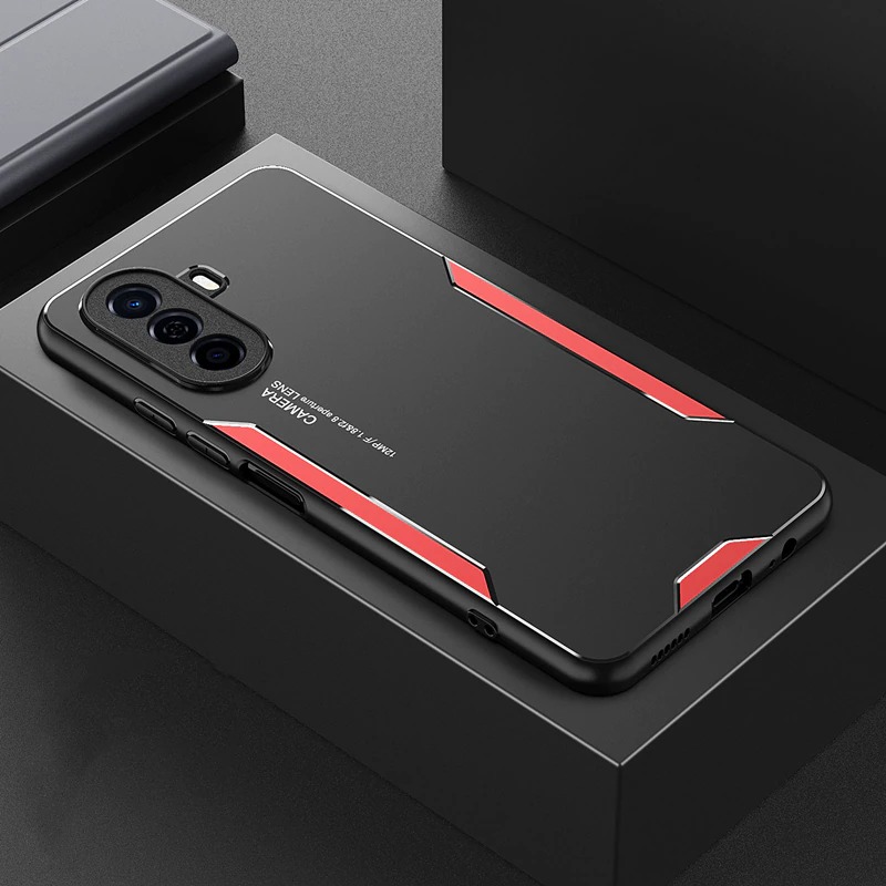 เคส Huawei Nova Y70 #เคสฝาหลังไฮบริด Metal +TPU Shockproof metal back plate Phone Back Cover