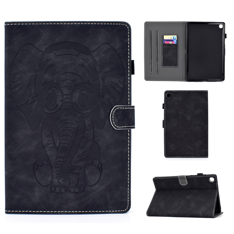Case Samsung Galaxy Tab S6 Lite 10.4 SM-P610 P615 P617 #เคสฝาพับหนัง PU พิมพ์ลายช้างมีช่องใส่บัตร Business Style Leather Case with Card Storage