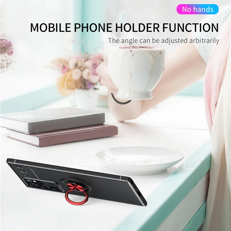 เคส Samsung Galaxy S23 Ultra 5G #เคสฝาหลัง TPU Finger Ring Kickstand (แผ่นโลหะแบบ Built-in)