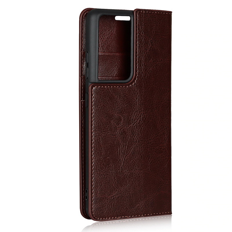 Case Samsung Galaxy S21 Ultra 5G #เคสฝาพับหนังแท้แบบกระเป๋าสตางค์คุณภาพดี Crazy Horse Genuine Leather Cover
