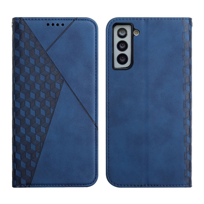 เคส Samsung Galaxy S21 FE 5G #เคสฝาพับแบบกระเป๋าสตางค์ Magnetic Flip Wallet Bracket Leather Lattice TPU Phone Case